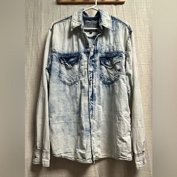 Affliction Blue Tie-Dye Shirt - Picture 1 of 16